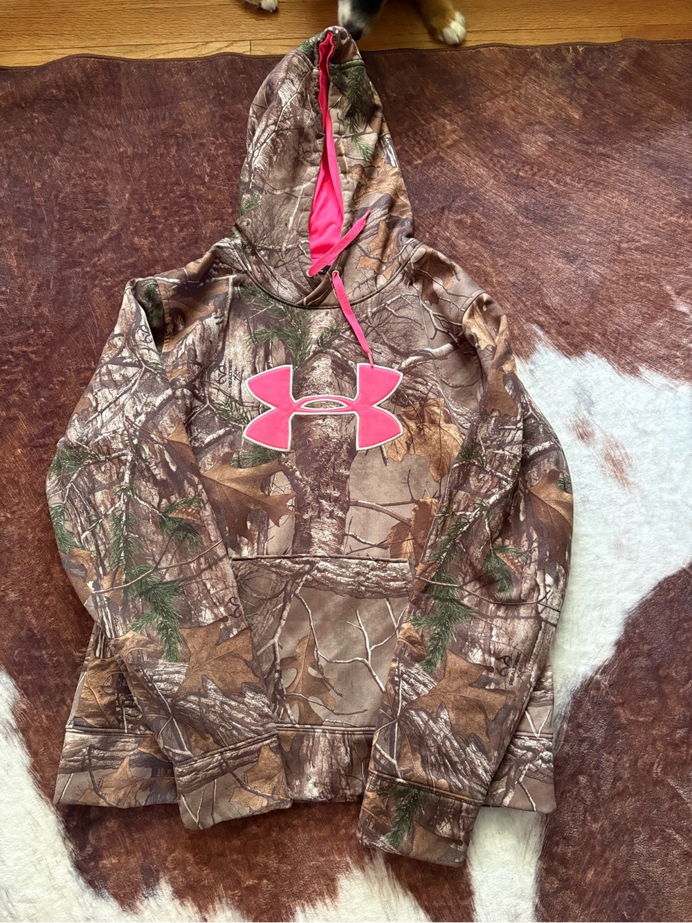Under Armour Pink-Logo Camo Hooded Sweatshirt